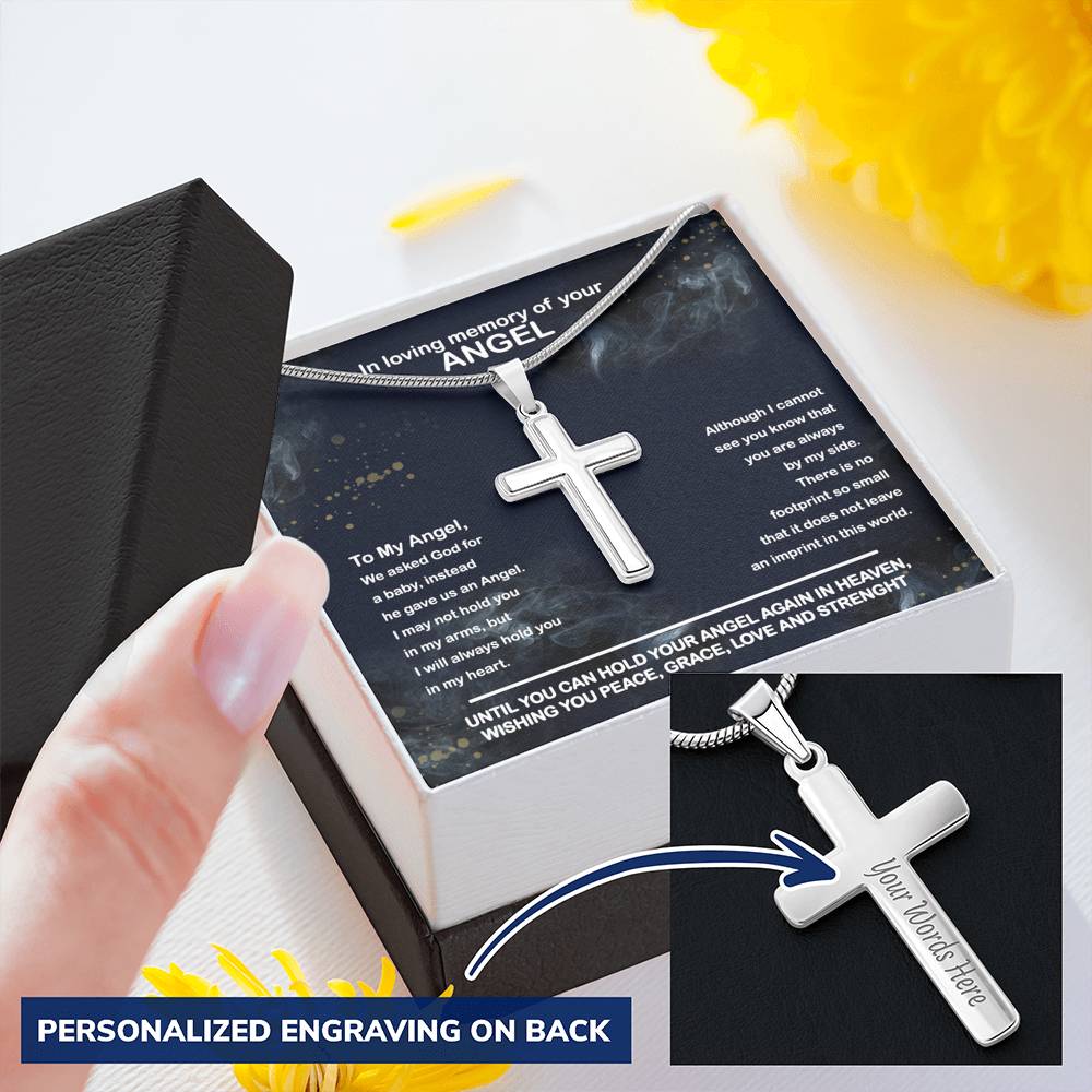 Loss of Baby, Baby Memorial Personalized Cross Necklace | Loss of Baby Sympathy Gift |Miscarriage Sympathy Gift