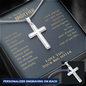 To My Little Brother Engraved Cross Necklace Gift, Gift For Little Brother from Sister, Graduation Gift, Birthday Gift For Brother