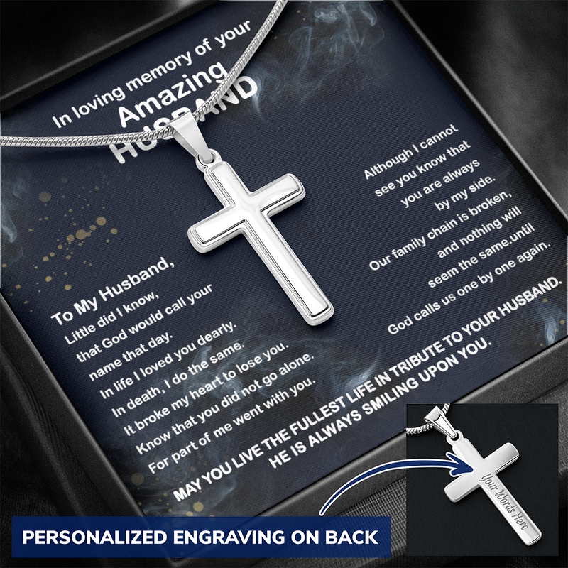 Personalized In Loving Memory of your Amazing Husband Cross Gift| Loss of Husband Gift Memorial Gift | In Memory of Husband |Sorry for your loss of Spouse| Loss of loved one | Condolence Gift | Bereavement Gift