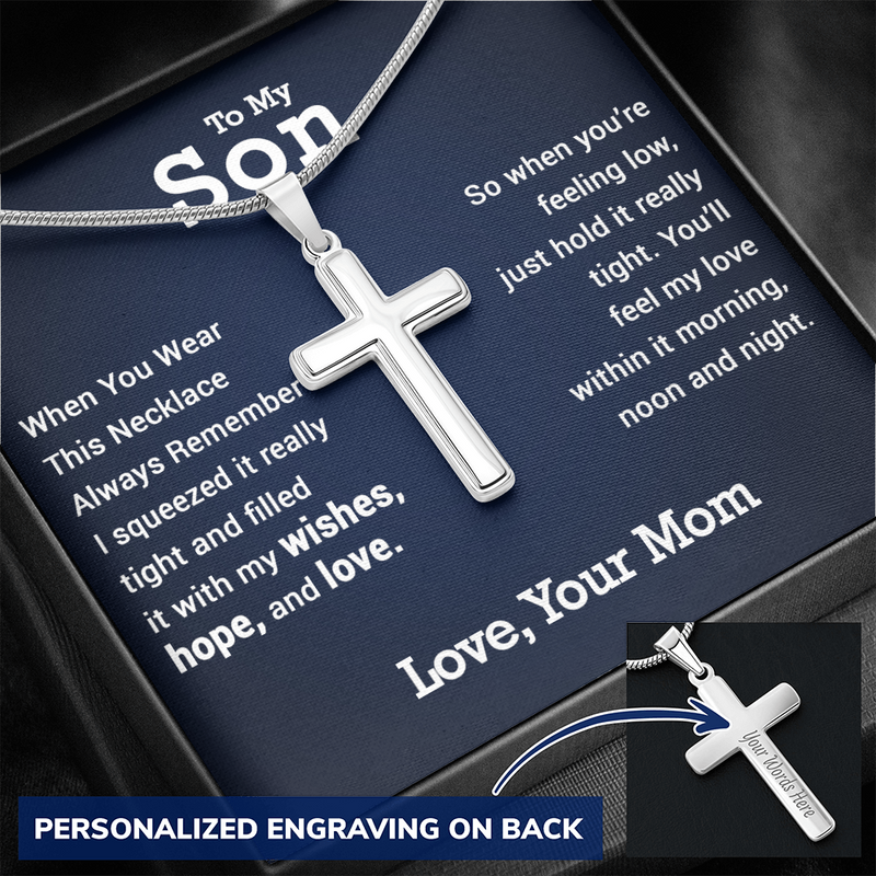 Personalized To My Son Personalized Cross Necklace| Whenever you are feeling low|| Gift From Mom| Son Birthday, Graduation Gift