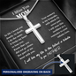 Engraved I Miss You Mom Cross Necklace Chain Link | Mom Memorial Necklace | Loss of Mother Gift | Mother Loss Sympathy Gift