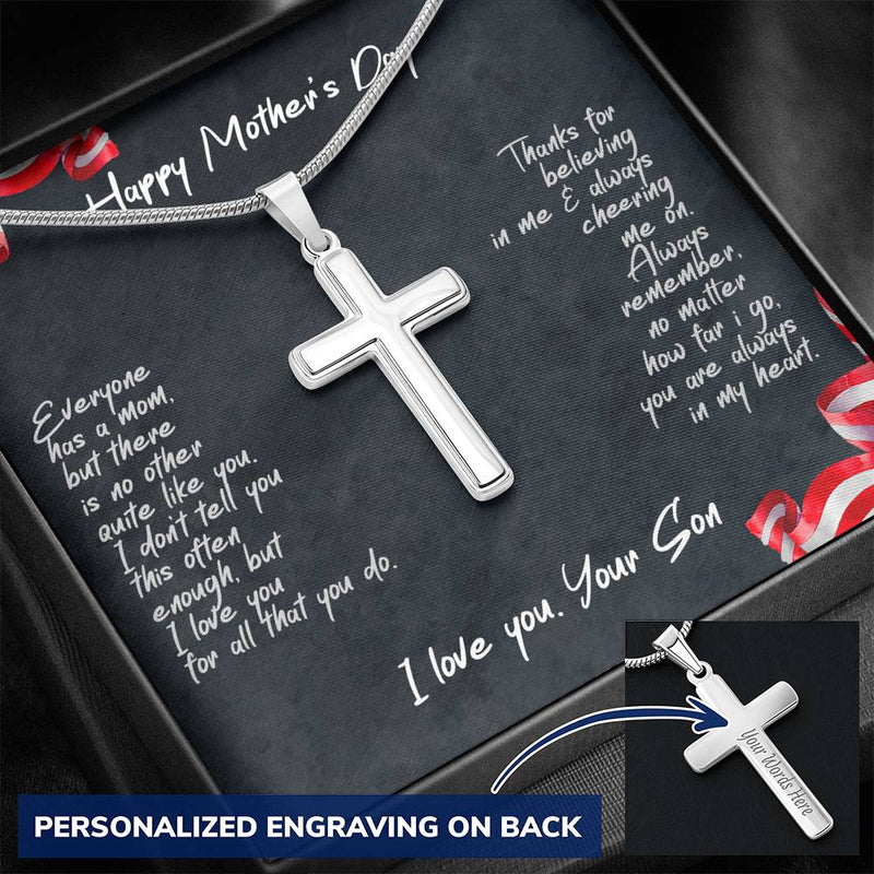 Personalized Military Mom Mother's Day Gift From Army Soldier Son Cross Necklace, Mother's Day Gift, Personalized Cross for Mother's Day
