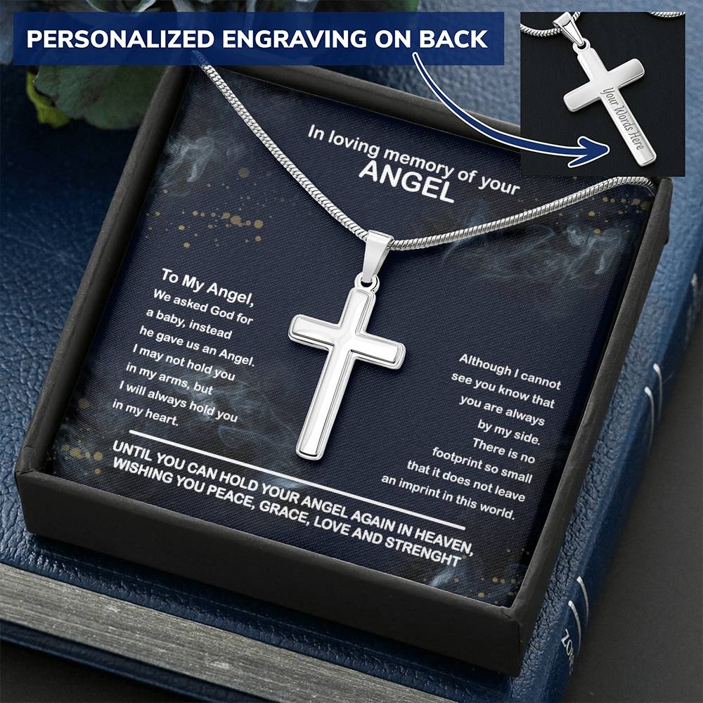 Loss of Baby, Baby Memorial Personalized Cross Necklace | Loss of Baby Sympathy Gift |Miscarriage Sympathy Gift