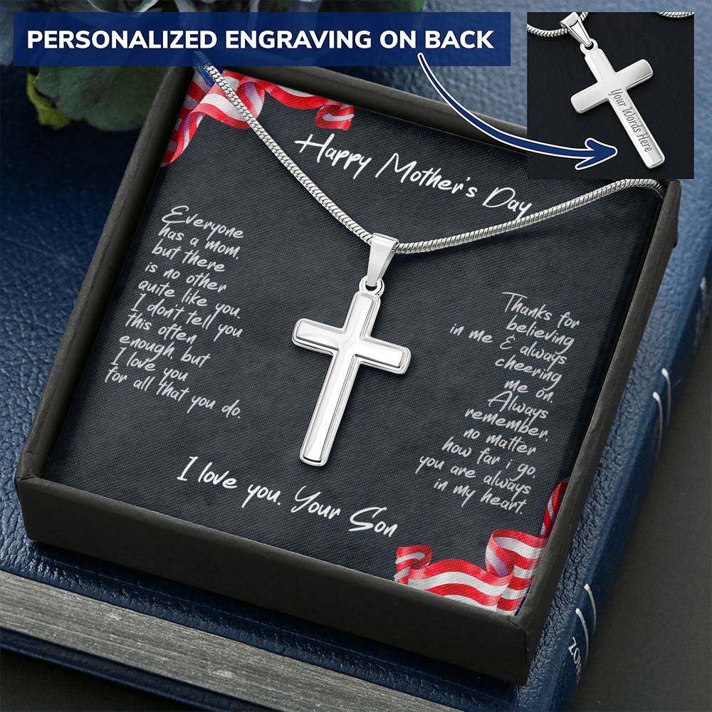 Personalized Military Mom Mother's Day Gift From Army Soldier Son Cross Necklace, Mother's Day Gift, Personalized Cross for Mother's Day