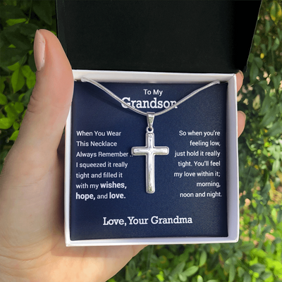 Personalized To My Grandson Personalized Cross Necklace| Whenever you Are Feeling Low| Gift  From Grandma| Grandson Birthday, Graduation Gift