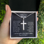Engraved I Miss You Mom Cross Necklace Chain Link | Mom Memorial Necklace | Loss of Mother Gift | Mother Loss Sympathy Gift