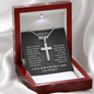 Engraved I Miss You Mom Cross Necklace Chain Link | Mom Memorial Necklace | Loss of Mother Gift | Mother Loss Sympathy Gift