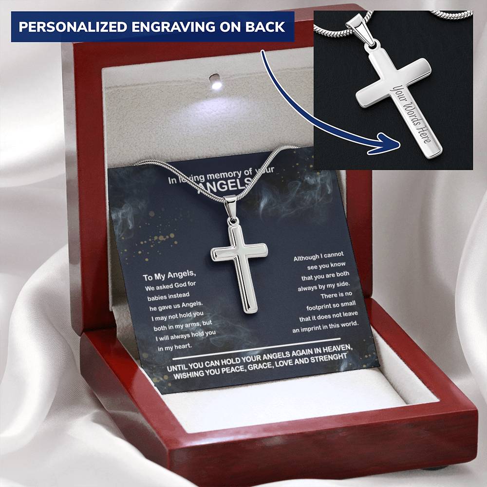 Loss of Angels, Angels Memorial Personalized Cross Necklace | Loss of Babies Sympathy Gift