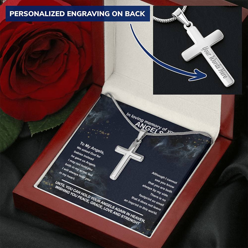 Loss of Angels, Angels Memorial Personalized Cross Necklace | Loss of Babies Sympathy Gift