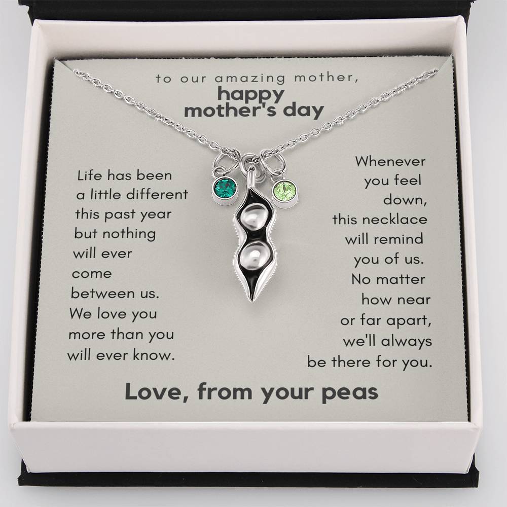 Peas in a Pod Necklace, To Our Mother From Your Peas - Birthstones Peas In A Pod Necklace - Mother's Day Necklace