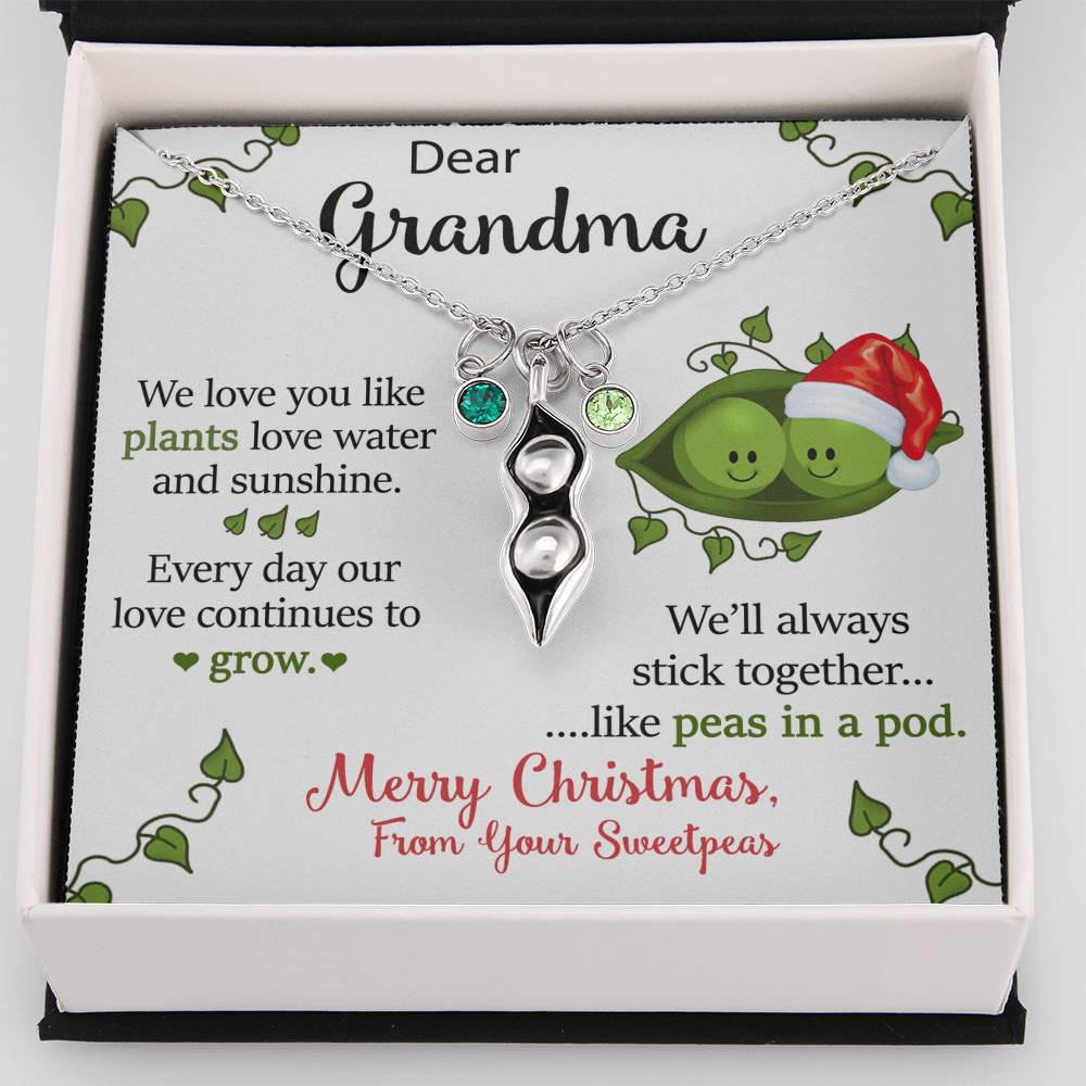To Our Dear Grandma Personalized Christmas Gift From Your Grandchildren Pea To Your Pod Necklace | Christmas Gift for our Grandma