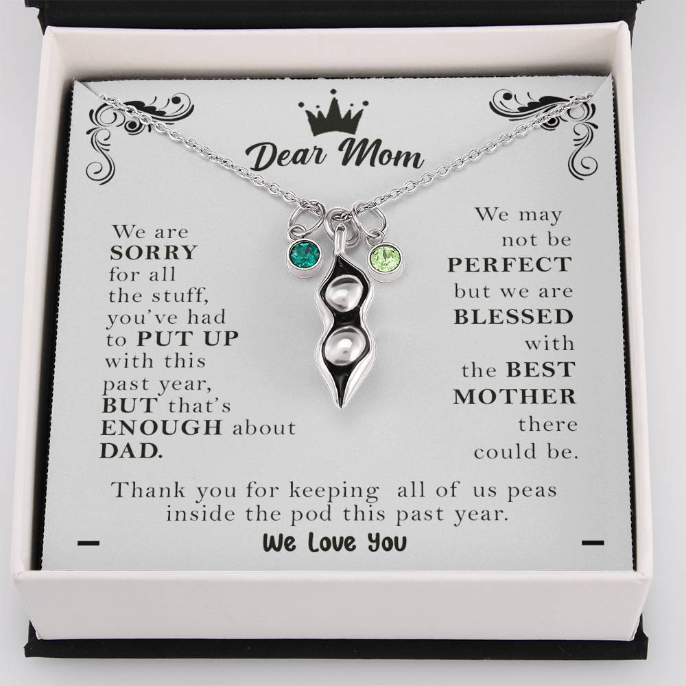 Dear Mom Personalized Peas in a Pod Necklace, Mother's Day Gift for Mom