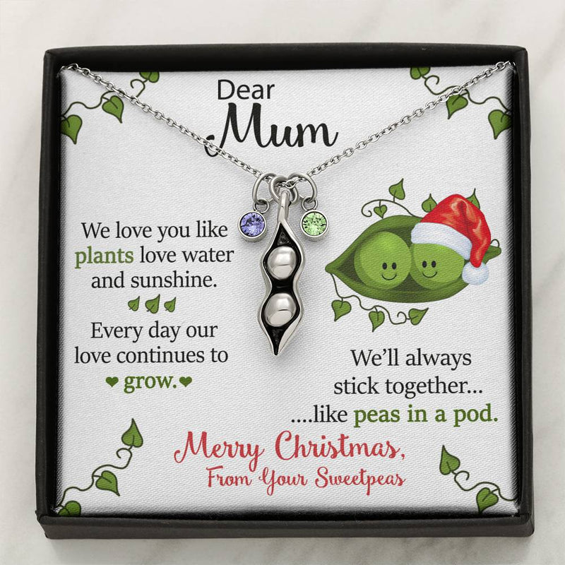 To Our Dear Mum Personalized Christmas Gift From Your Children Pea To Your Pod Necklace | Christmas Gift for our Mum