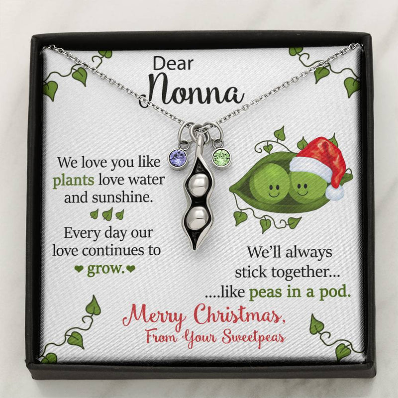 To Our Dear Nonna Personalized Christmas Gift From Your Grandchildren Pea To Your Pod Necklace | Christmas Gift for our Nonna