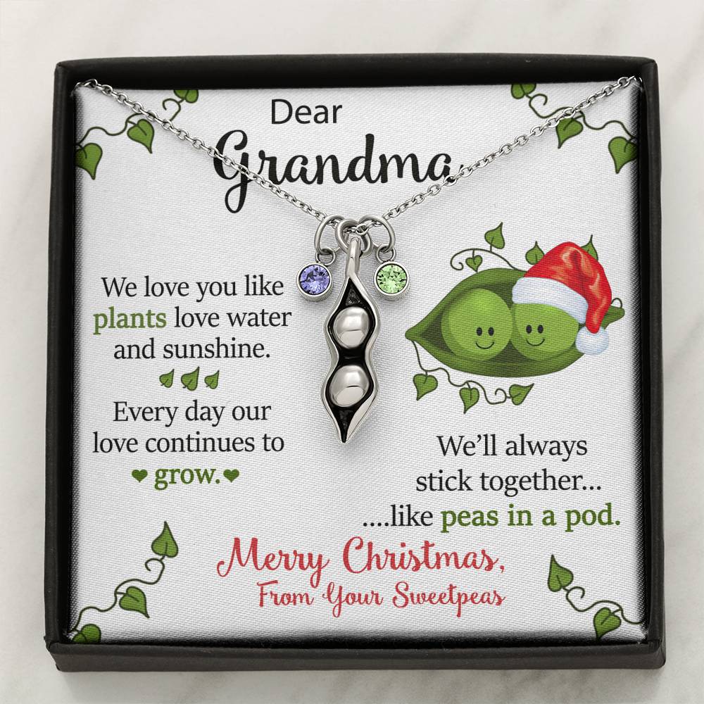 To Our Dear Grandma Personalized Christmas Gift From Your Grandchildren Pea To Your Pod Necklace | Christmas Gift for our Grandma