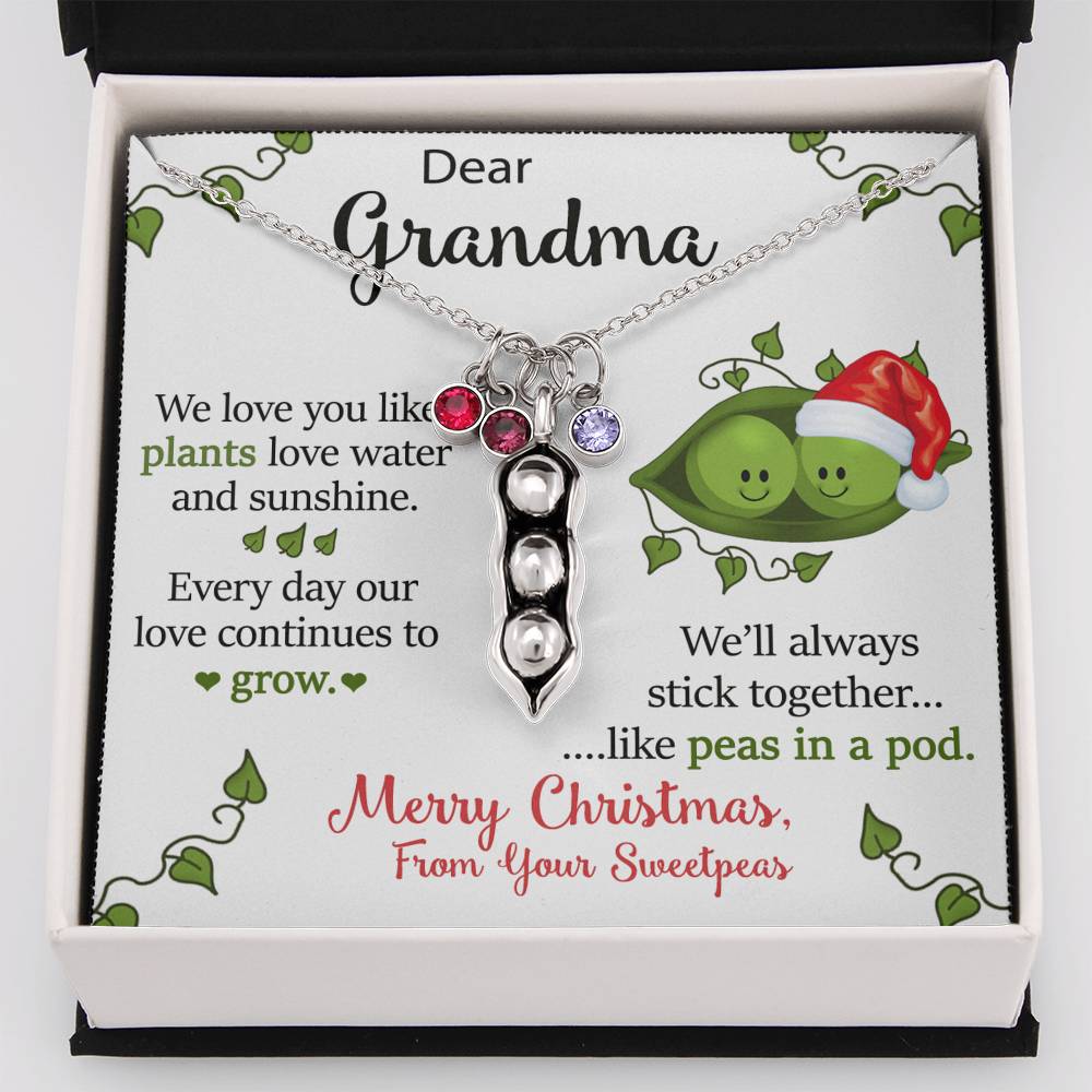 To Our Dear Grandma Personalized Christmas Gift From Your Grandchildren Pea To Your Pod Necklace | Christmas Gift for our Grandma
