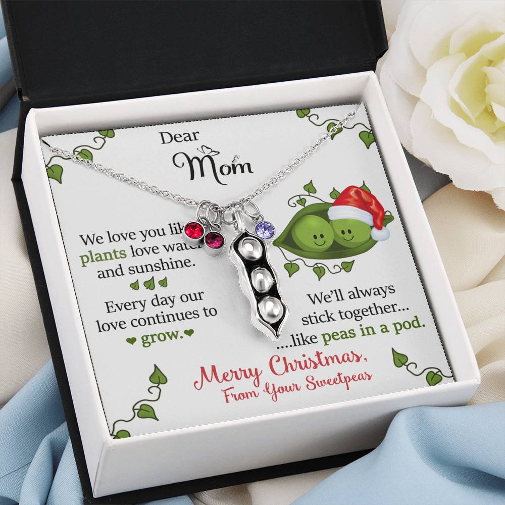 To Our Dear Mom Personalized Christmas Gift From Your Children Pea To Your Pod Necklace | Christmas Gift for our mother
