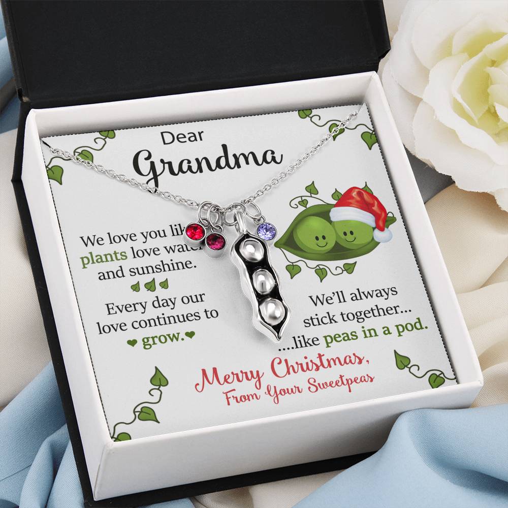 To Our Dear Grandma Personalized Christmas Gift From Your Grandchildren Pea To Your Pod Necklace | Christmas Gift for our Grandma