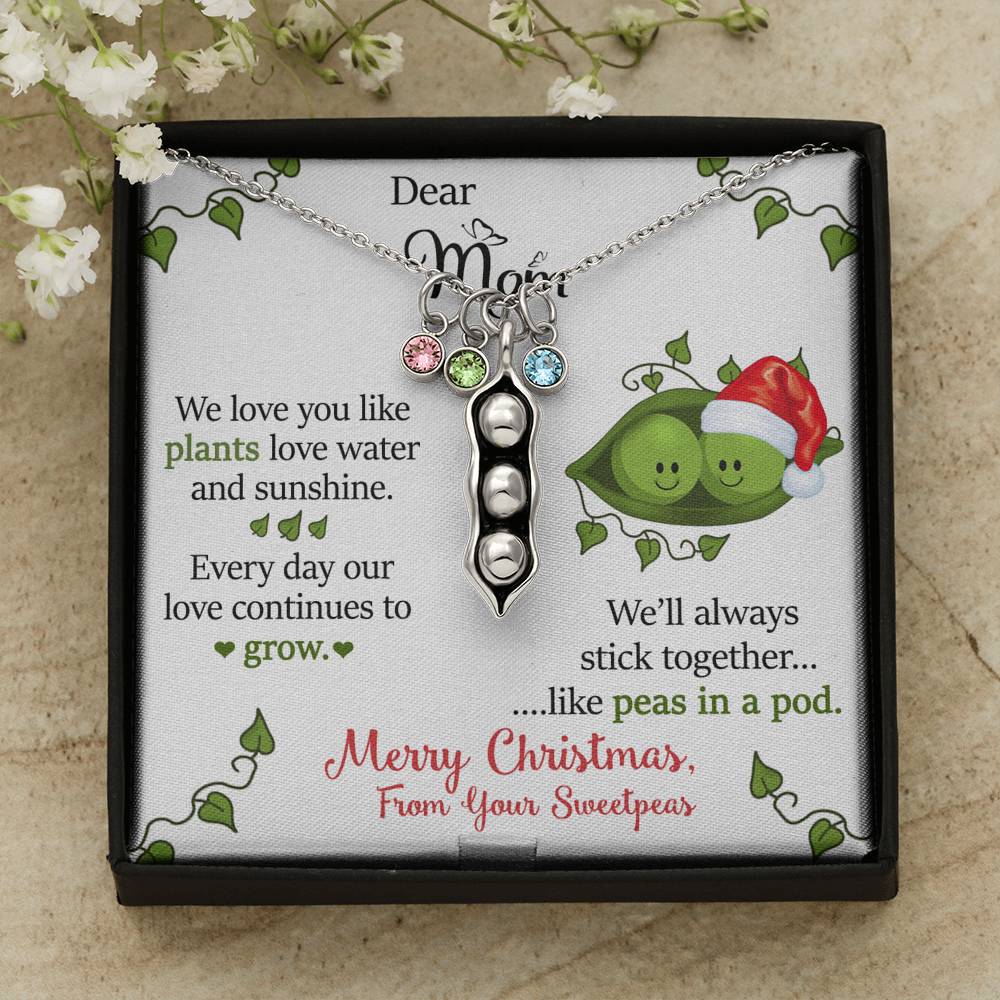 To Our Dear Mom Personalized Christmas Gift From Your Children Pea To Your Pod Necklace | Christmas Gift for our mother