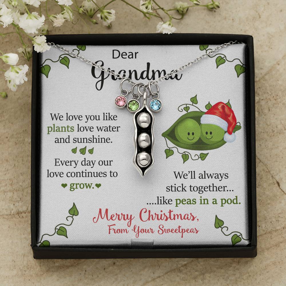 To Our Dear Grandma Personalized Christmas Gift From Your Grandchildren Pea To Your Pod Necklace | Christmas Gift for our Grandma