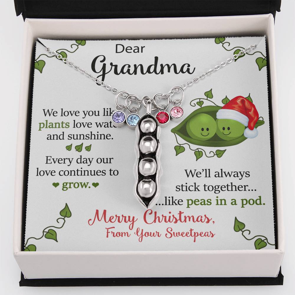 To Our Dear Grandma Personalized Christmas Gift From Your Grandchildren Pea To Your Pod Necklace | Christmas Gift for our Grandma