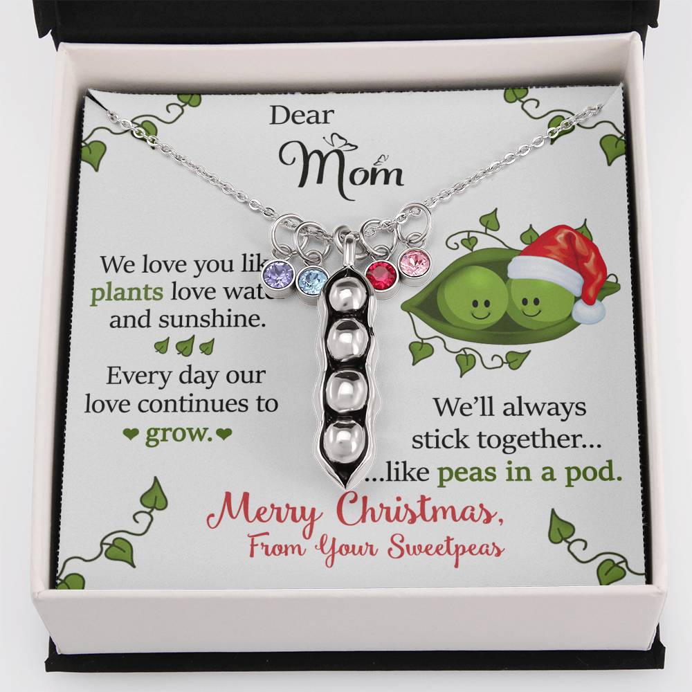 To Our Dear Mom Personalized Christmas Gift From Your Children Pea To Your Pod Necklace | Christmas Gift for our mother