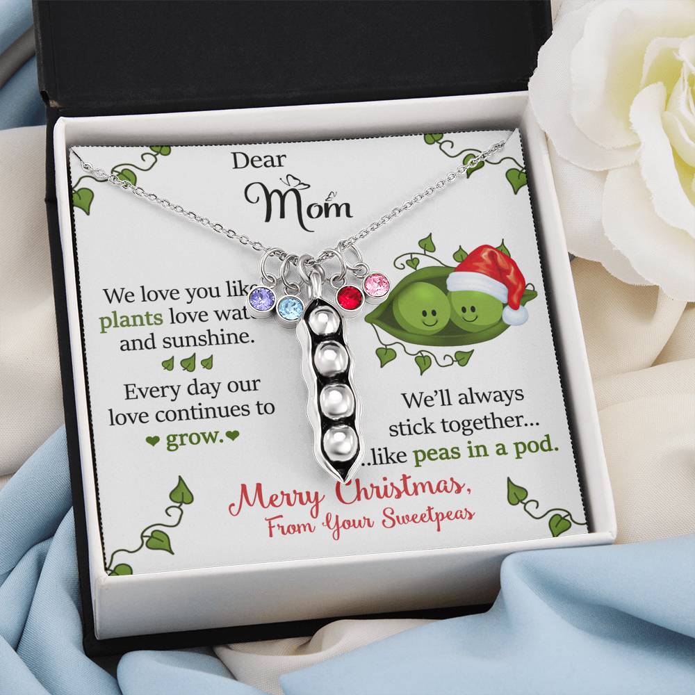 To Our Dear Mom Personalized Christmas Gift From Your Children Pea To Your Pod Necklace | Christmas Gift for our mother