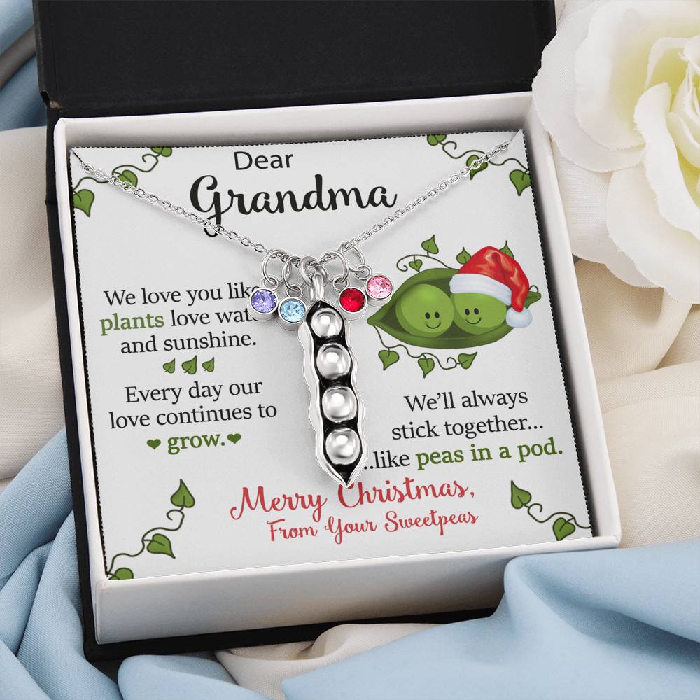 To Our Dear Grandma Personalized Christmas Gift From Your Grandchildren Pea To Your Pod Necklace | Christmas Gift for our Grandma