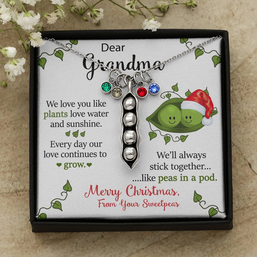 To Our Dear Grandma Personalized Christmas Gift From Your Grandchildren Pea To Your Pod Necklace | Christmas Gift for our Grandma