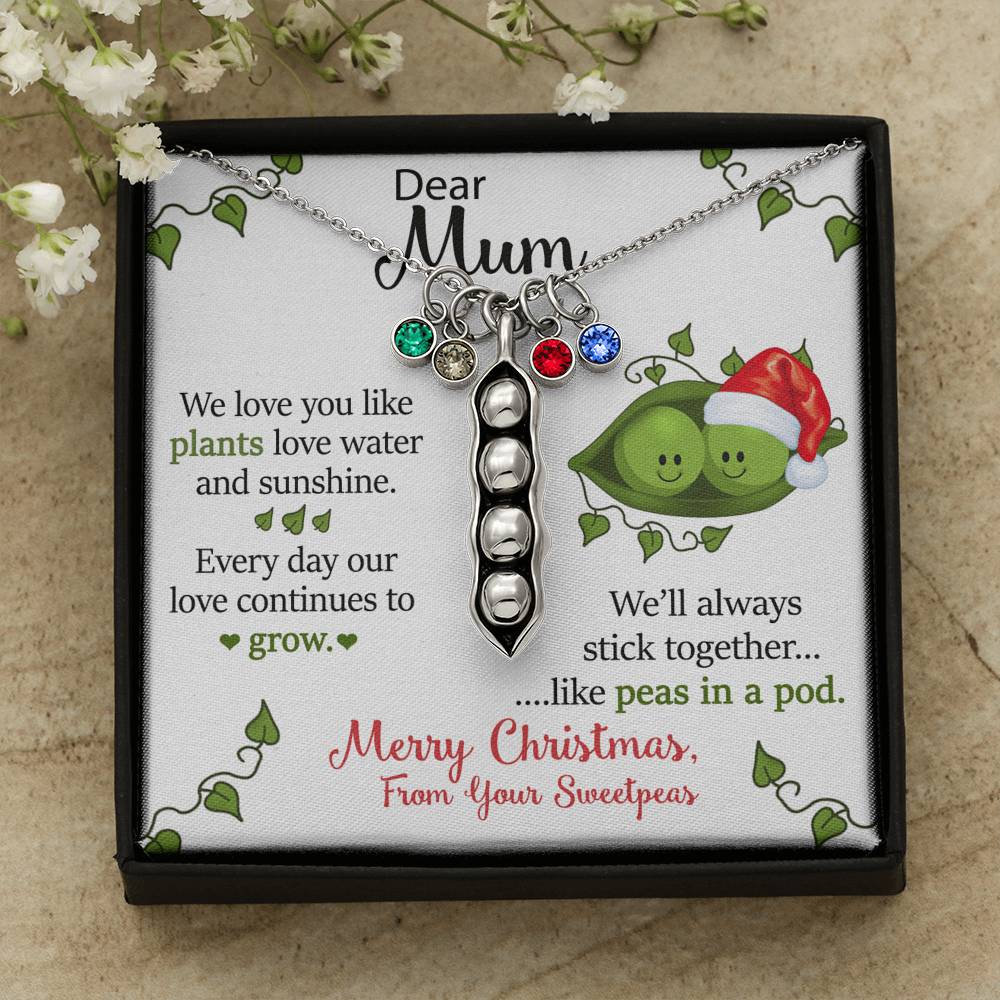 To Our Dear Mum Personalized Christmas Gift From Your Children Pea To Your Pod Necklace | Christmas Gift for our Mum