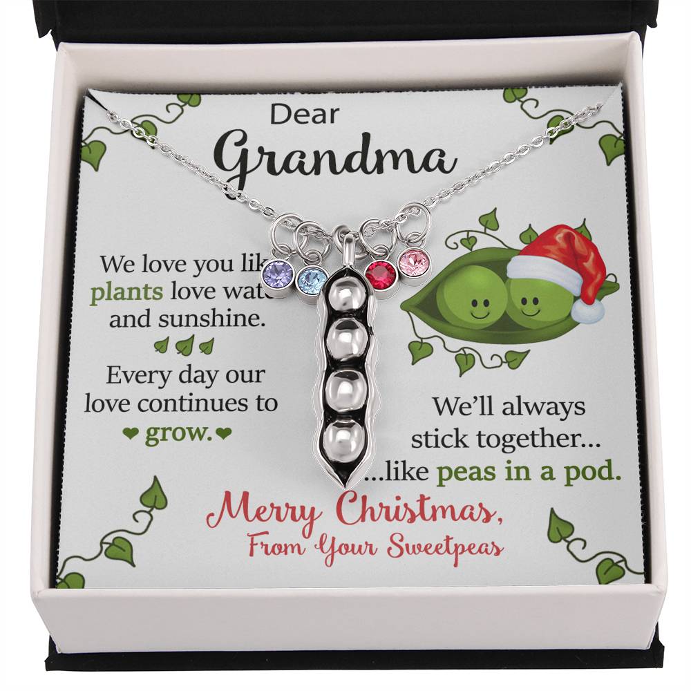 To Our Dear Grandma Personalized Christmas Gift From Your Grandchildren Pea To Your Pod Necklace | Christmas Gift for our Grandma