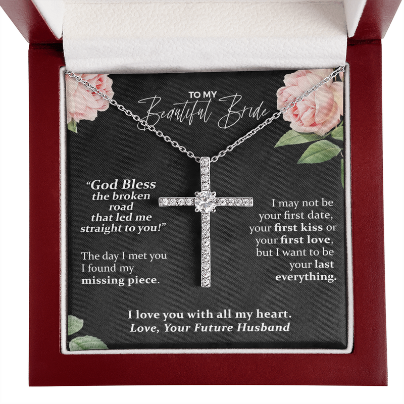 Wedding Gift For My Wife Cross Necklace | Wedding Day Gift for bride from Groom, To my Beautiful Bride Gift from Groom to Bride Gift Wedding Day