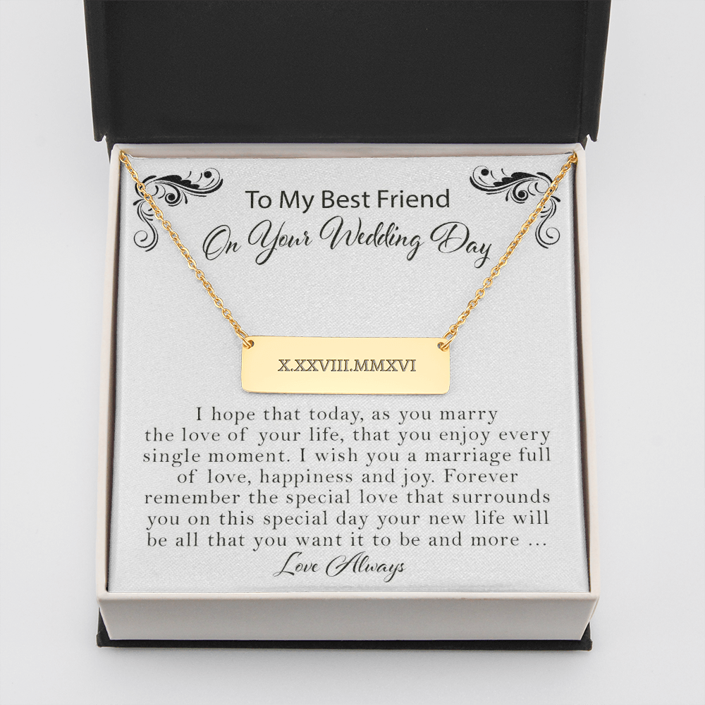 Wedding Date Roman Numeral Necklace Gift For Best Friend, Wedding Gift For Best Friend, Roman Numeral Date Necklace, Custom Necklace
