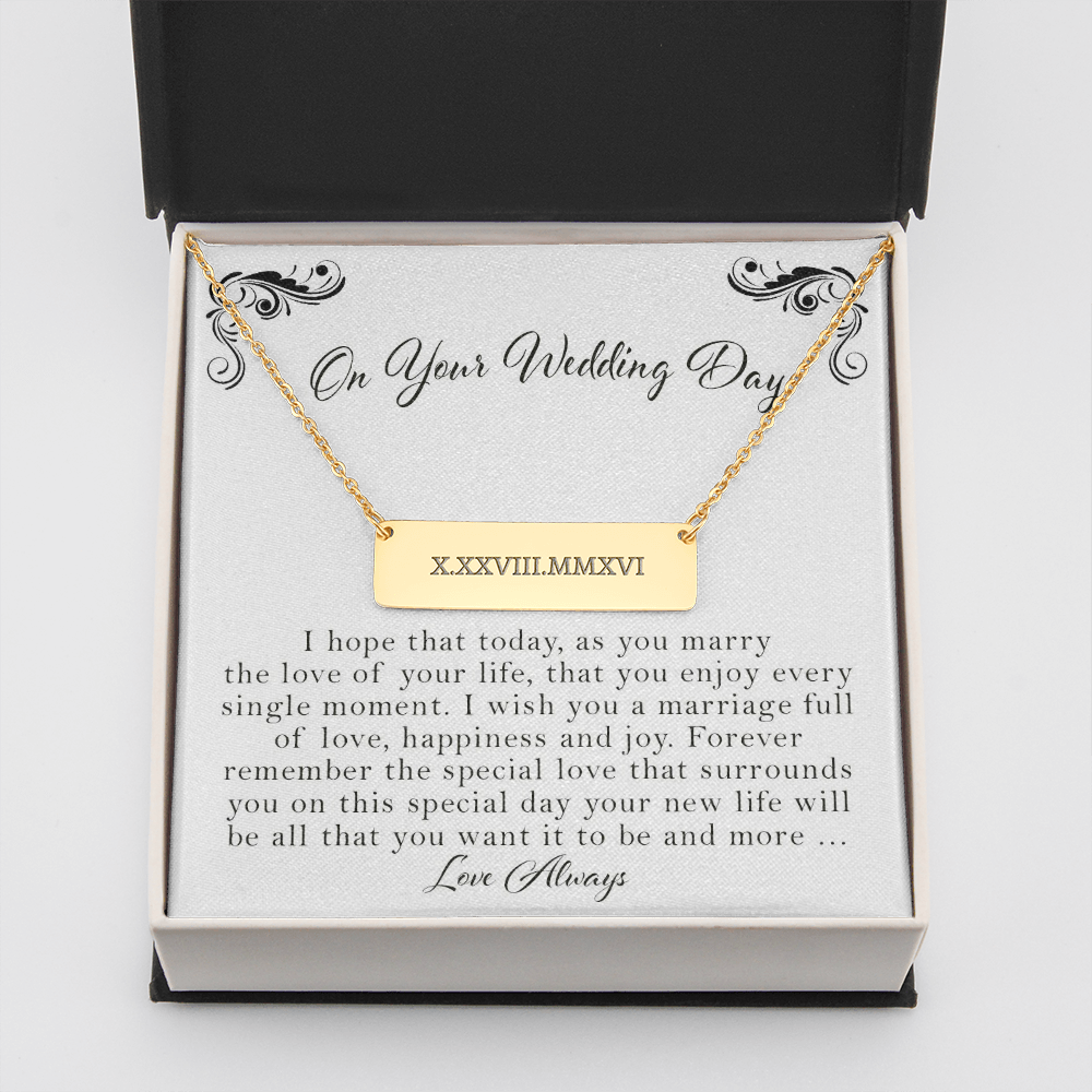 Wedding Date Roman Numeral Necklace Gift For Bride, Wedding Gift For Bride, Roman Numeral Date Necklace, Custom Necklace