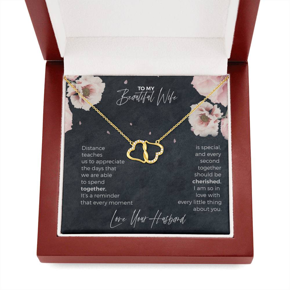 To My Beautiful Wife, I Love Everything About You, Luxury Solid 10K Gold Heart Necklace | Anniversary Gift from Husband