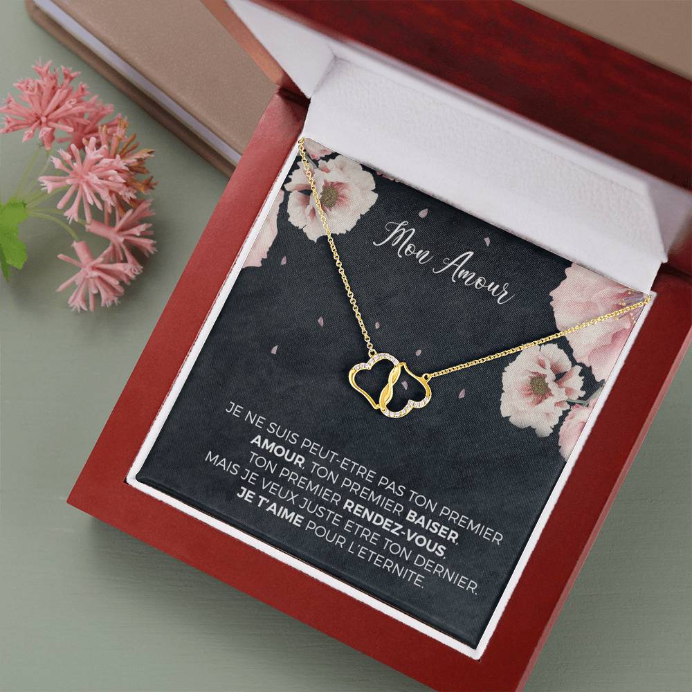 Collier Mon Amour Love infini Diamant Coeur en Or Jaune Pur 10k pour Femme