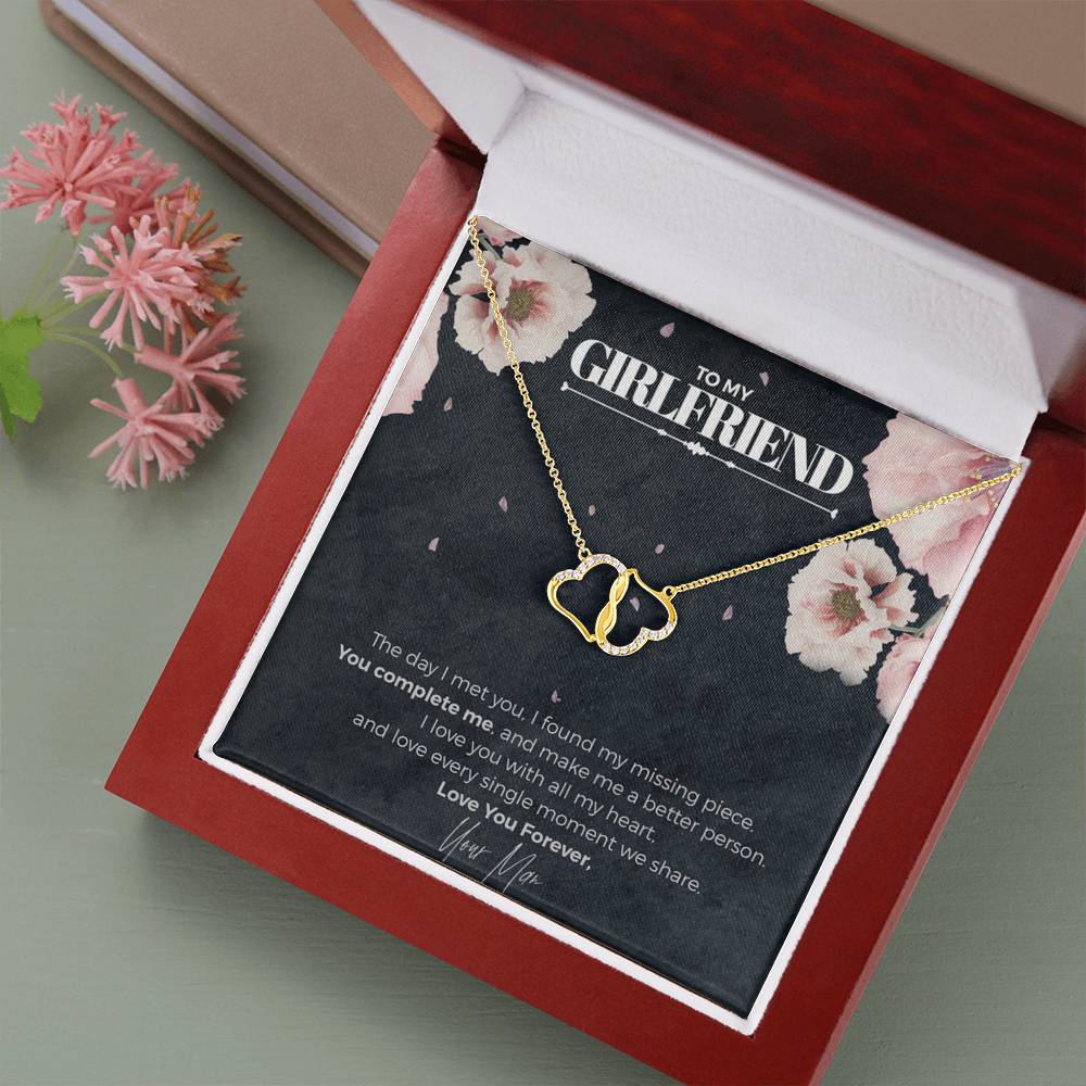To My Girlfriend, I Found My Missing Piece, Luxury Solid 10K Gold Heart Necklace | Anniversary Gift idea