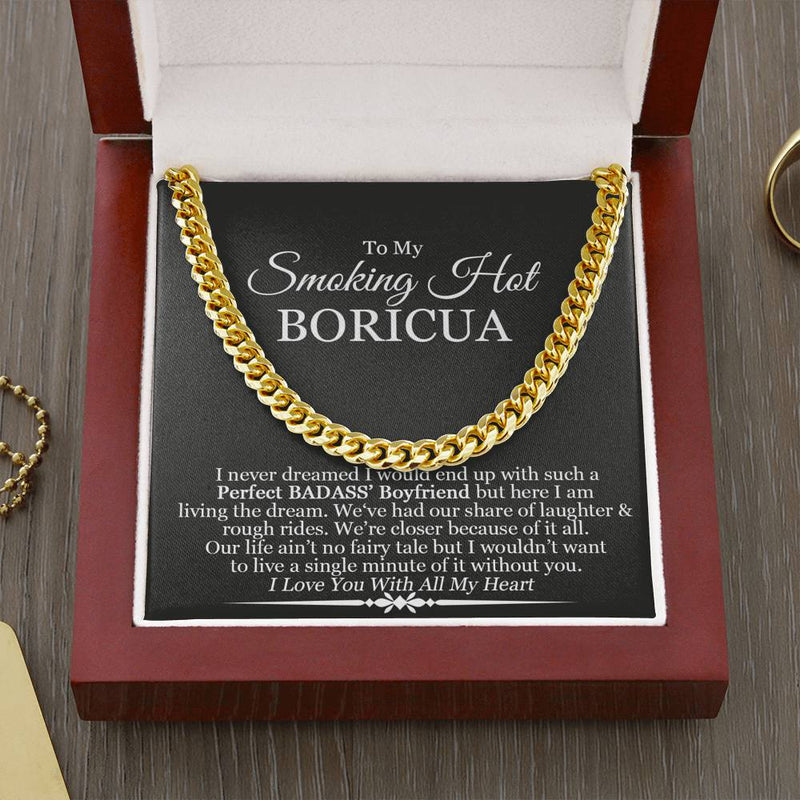 To My Smoking Hot Boricua Boyfriend Cuban Link Chain Necklace | Gift for Boyfriend | Christmas Gift for Boyfriend | Anniversary & Birthday Gift