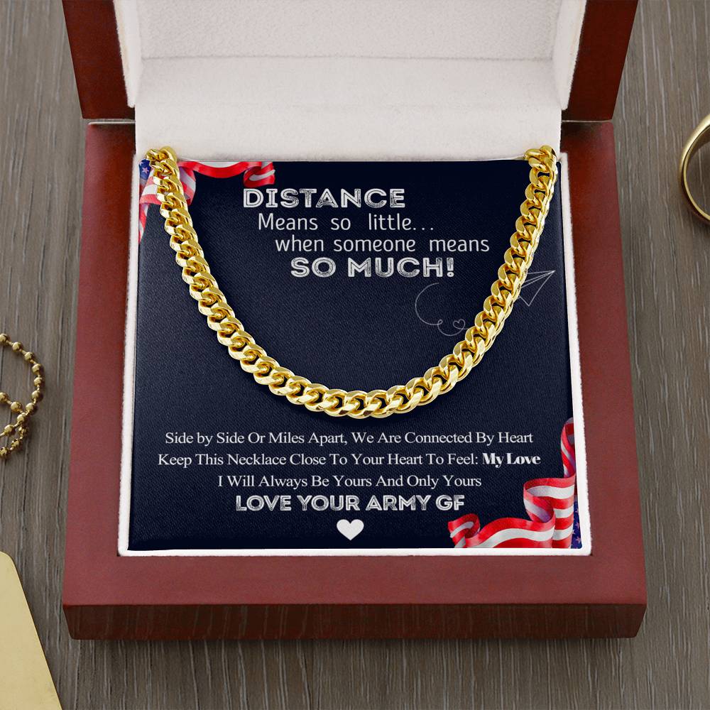 To My Boyfriend from your Army Girlfriend Cuban Link Chain Necklace | Gift for Boyfriend | Army Girlfriend | Long Distance Relationship