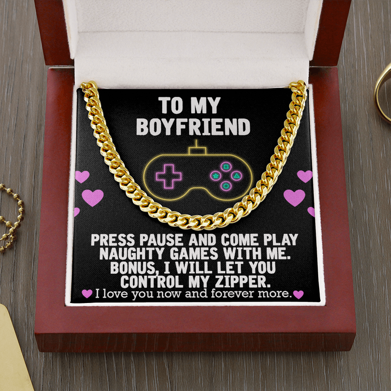 To My Gaming Boyfriend Come Play With Me Chain Necklace | Funny Valentine's, Anniversary, Birthday Gift For Gaming Boyfriend