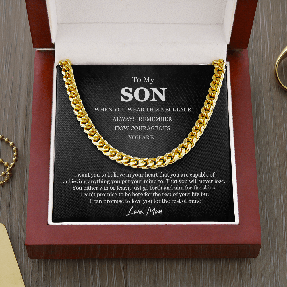 To My Son “You Are Courageous” Chain Necklace Gift, Gift For Son Birthday, Graduation