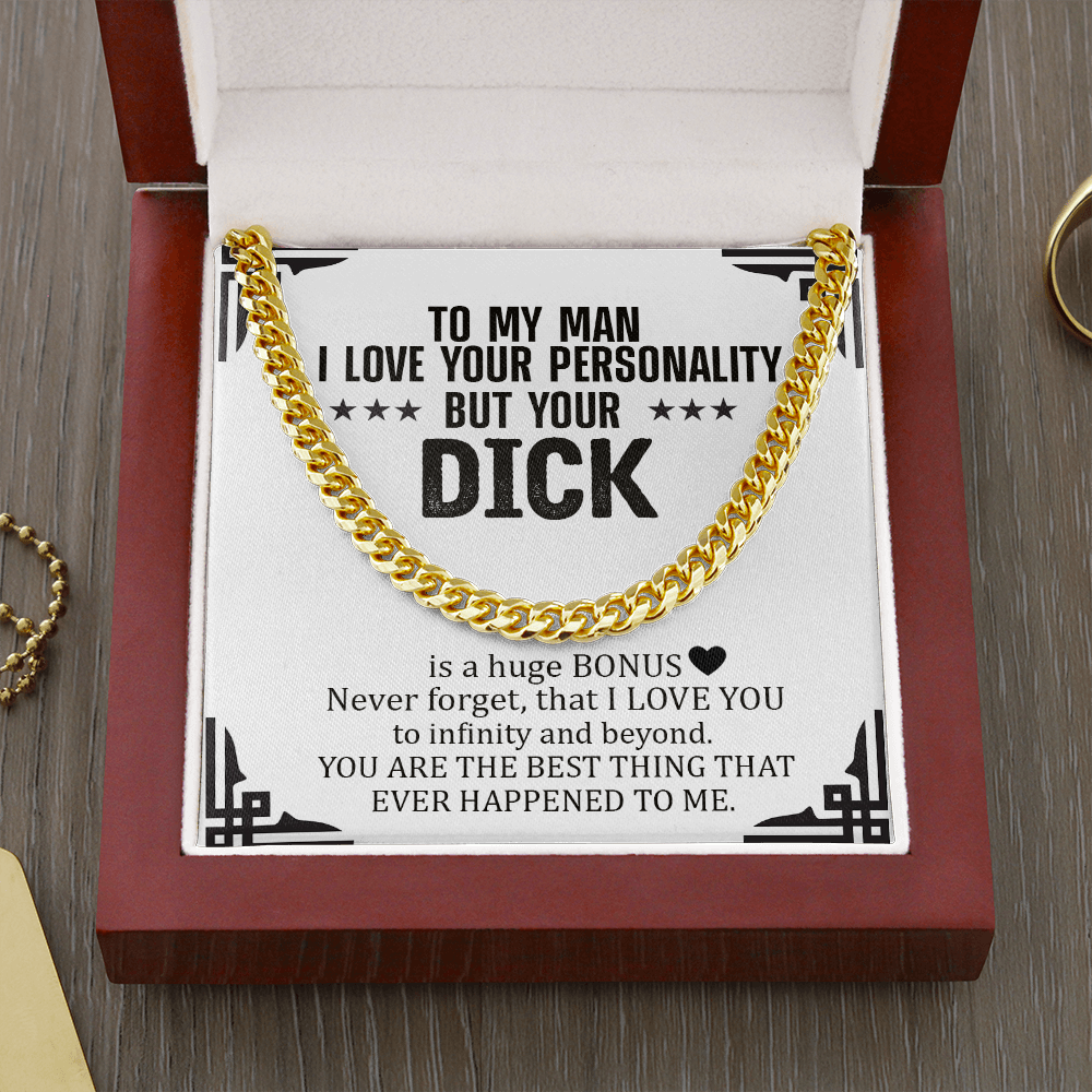 To My Man Funny Link Chain Necklace | Gift for Him from Girlfriend, Anniversary, Birthday, Christmas | Funny Gift to my Boyfriend