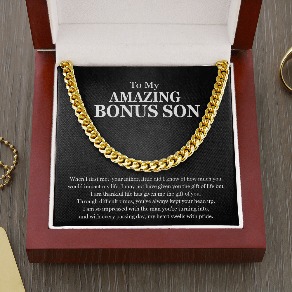 To My Amazing Bonus Son Chain Necklace Gift, Gift For Bonus Son Birthday, Graduation