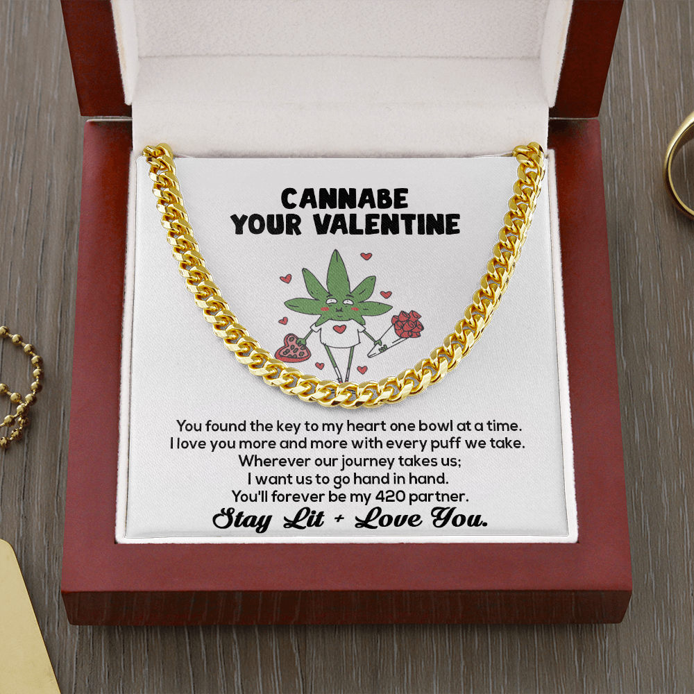 Cannabe Your Valentine 420 You Found The Key To My Heart Love Link Chain Necklace | Funny Humor Stoner Valentine | Valentine's Gift For Him