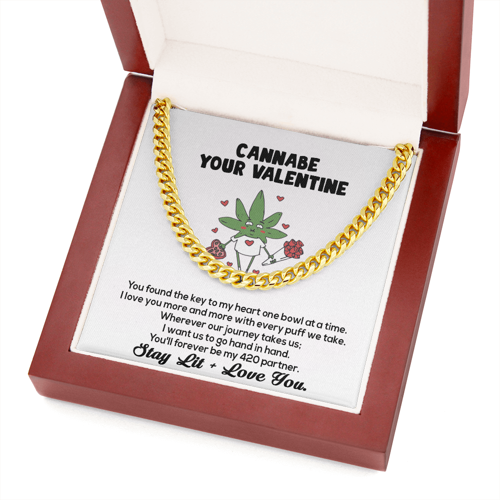 Cannabe Your Valentine 420 You Found The Key To My Heart Love Link Chain Necklace | Funny Humor Stoner Valentine | Valentine's Gift For Him