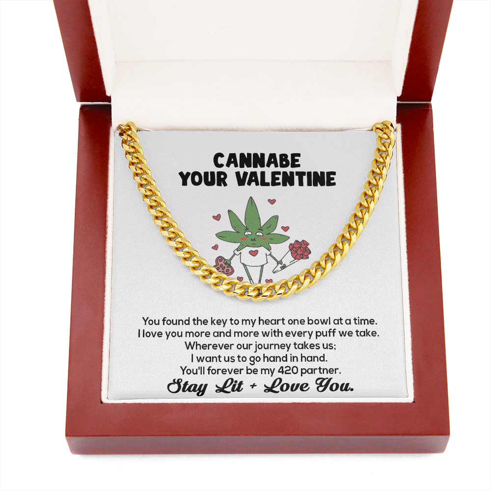 Cannabe Your Valentine 420 You Found The Key To My Heart Love Link Chain Necklace | Funny Humor Stoner Valentine | Valentine's Gift For Him