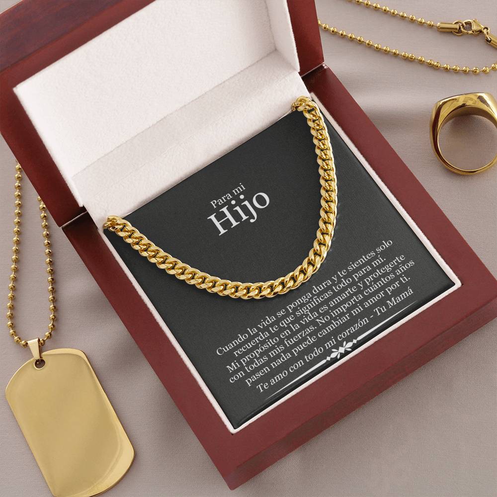 Para Mi Hijo Te Amo Con Todo Mi Corazon Cuban Link Chain Necklace | Regalo Para Hijo | Regalo de Navidad