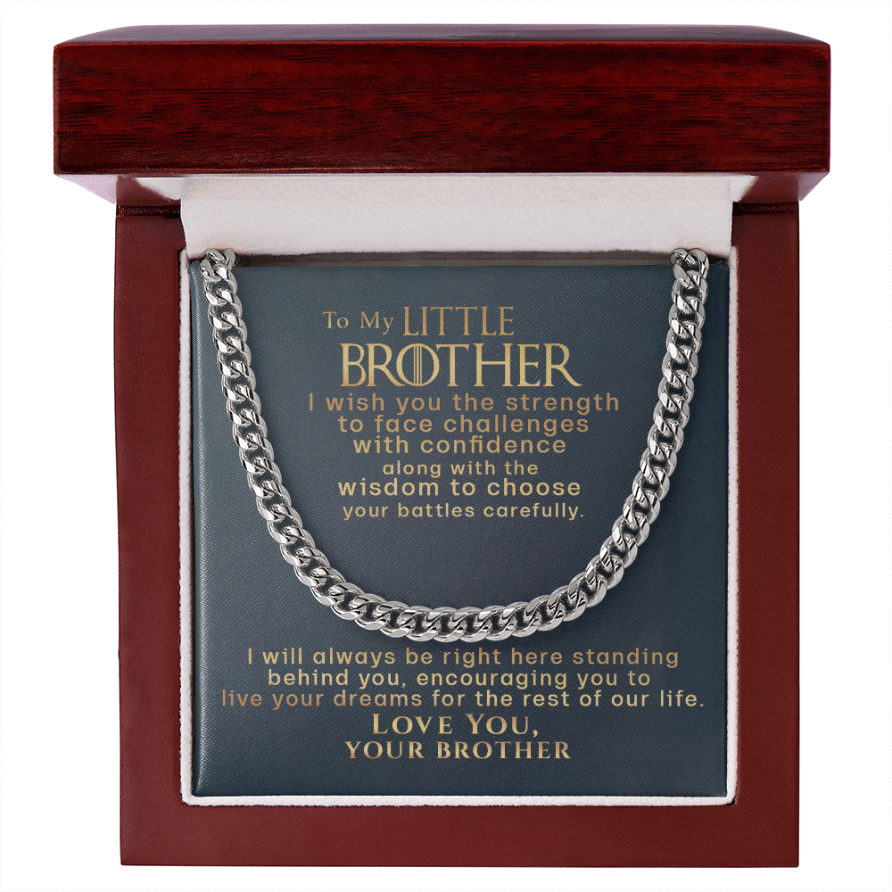 To My Little Brother Live Your Dreams Chain Necklace | Gift For Little Brother from Brother, Christmas Gift For Brother, Birthday Gift