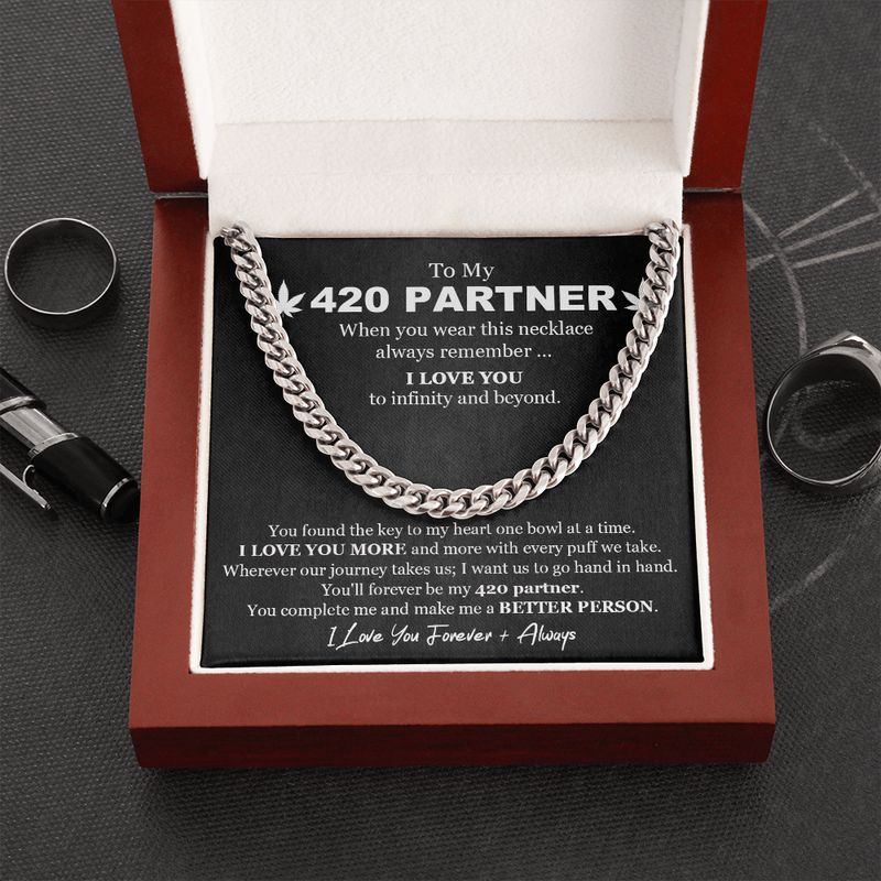 To My 420 Partner, Smoking Partner Link Chain Necklace | Romantic Gift for Boyfriend | Anniversary Gift |  Birthday Gift