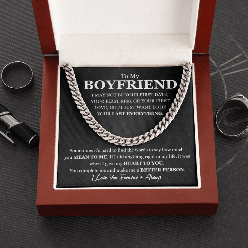 To My Boyfriend Chain Necklace for Him, Romantic Birthday Gifts for Him, Anniversary Gift for Boyfriend